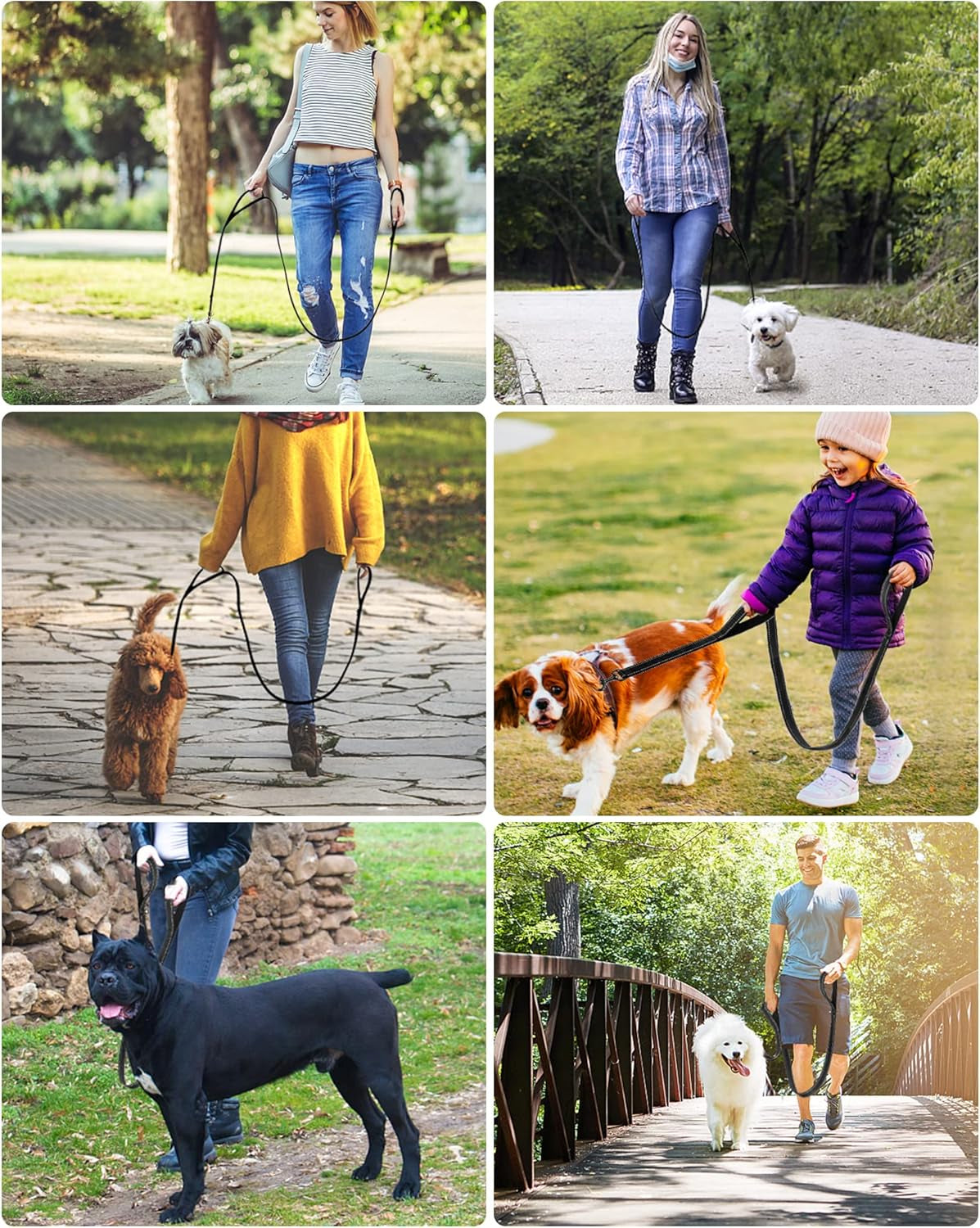 Dog Leash, Heavy Duty Dog Leash, Leashes for Large Breed Dogs .5FT.6FT, Double Handle Dog Leash, Reflective Training Lead, Perfect for Medium to Large Dogs(5Ft,Purple)