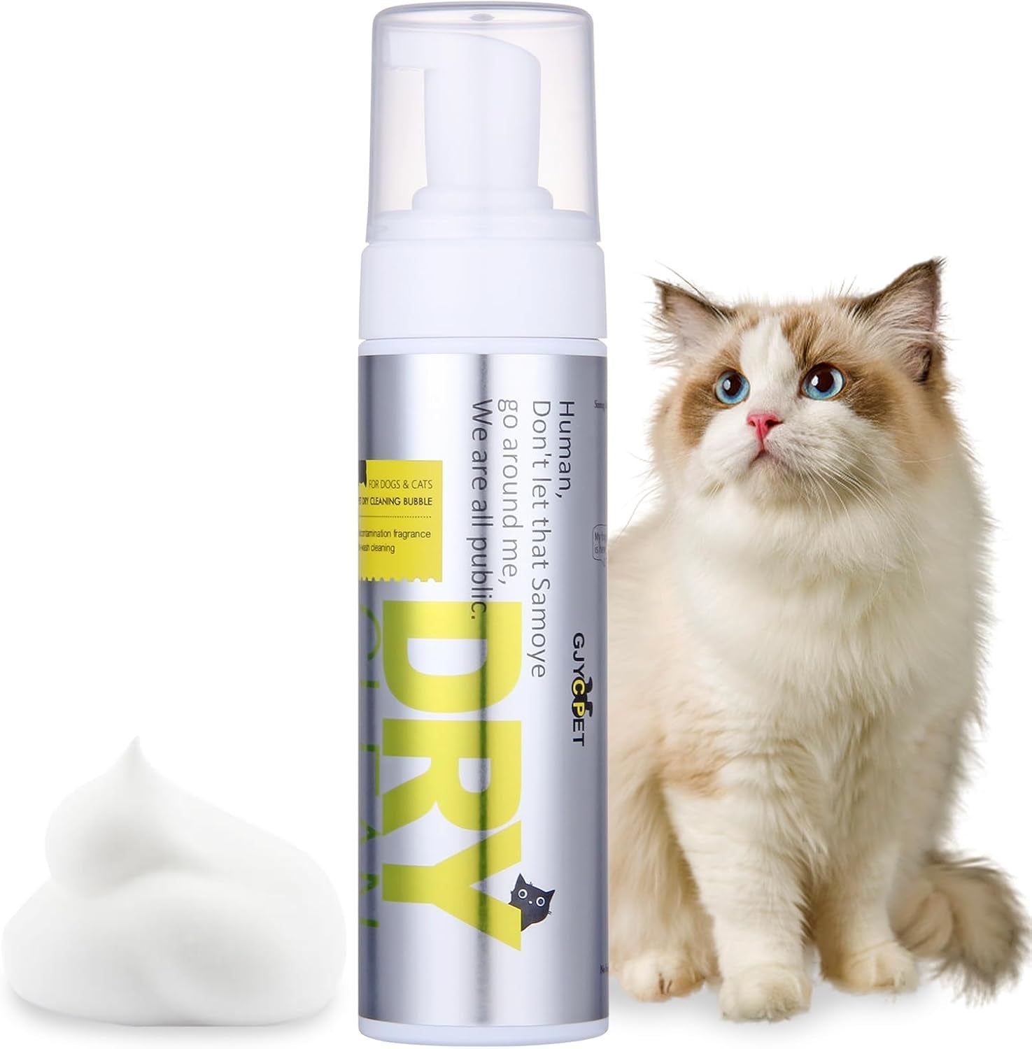 Waterless Kitten Shampoo Cat Shampoo - Licking Safe Dry Foam for Cats & Kittens | Rinse Free, Dander Reducing, Paraben-Free, Ph Balanced (6.76 Oz)