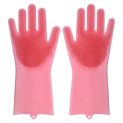 Magic Silicone Rubber Dishwashing Cleaning Gloves Household Scrubber Efficient Kitchen Cleaning Tools for Easy Cleaning