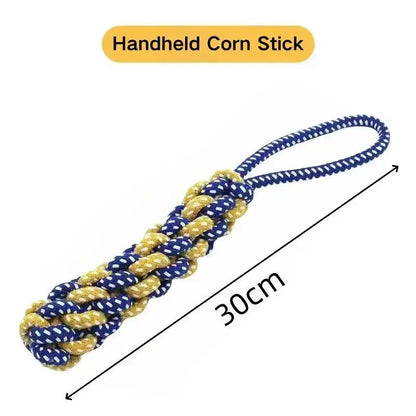 Plant-Dyed Cotton Rope Dog Chew Toy, Carrot Corn Stick & Dumbbell Shaped - Teeth Cleaning & Bite-Resistant for Small Medium Dogs
