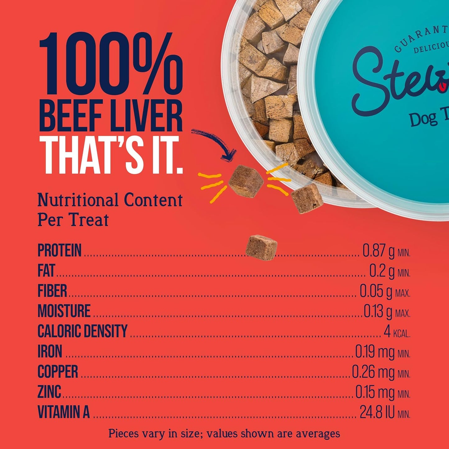 100% Beef Liver Dog Treats, 14 Oz Tub, ~315 Pieces, Freeze Dried Raw, Single Ingredient, 50% Protein Training Treats or Meal Topper, Grain Free, Gluten Free