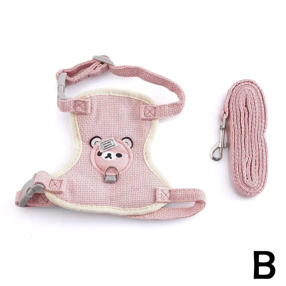 Lovely Small Pet Vest Chest Strap Dog Leash Traction Rope Walking Dog Cat Bunny Vest Harness Poodle Collar Leash Dog Accessory