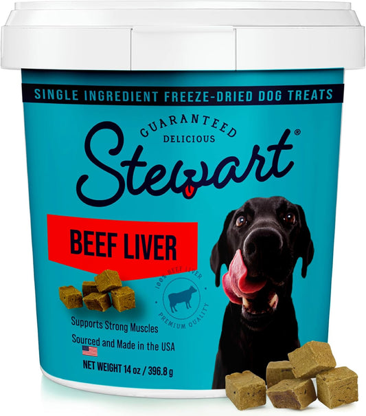 100% Beef Liver Dog Treats, 14 Oz Tub, ~315 Pieces, Freeze Dried Raw, Single Ingredient, 50% Protein Training Treats or Meal Topper, Grain Free, Gluten Free