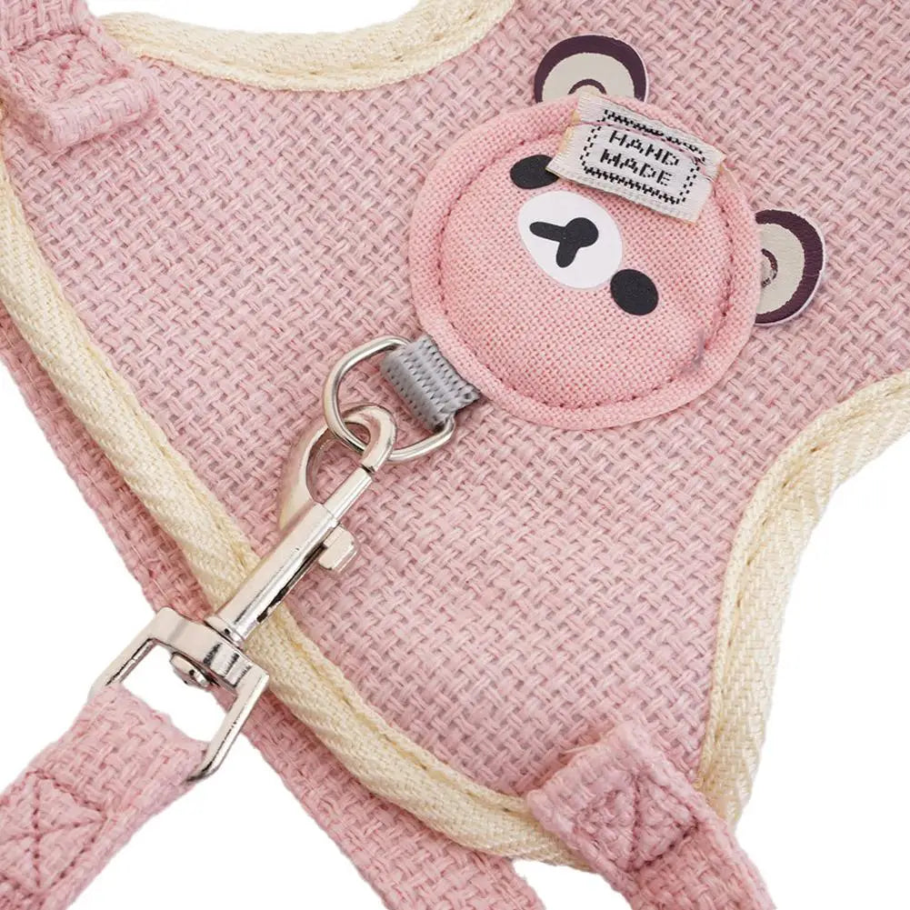 Lovely Small Pet Vest Chest Strap Dog Leash Traction Rope Walking Dog Cat Bunny Vest Harness Poodle Collar Leash Dog Accessory