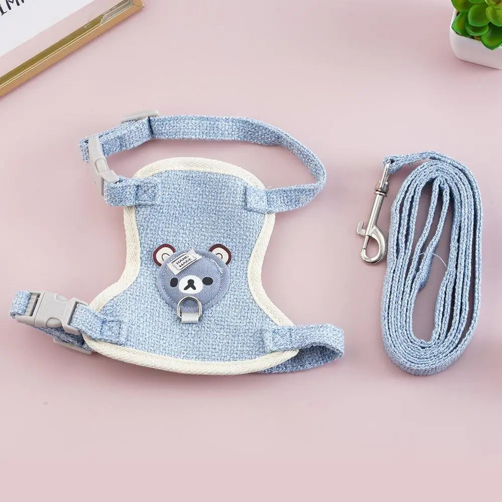 Lovely Small Pet Vest Chest Strap Dog Leash Traction Rope Walking Dog Cat Bunny Vest Harness Poodle Collar Leash Dog Accessory