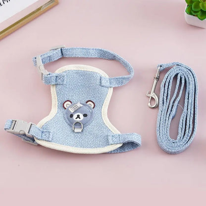 Lovely Small Pet Vest Chest Strap Dog Leash Traction Rope Walking Dog Cat Bunny Vest Harness Poodle Collar Leash Dog Accessory