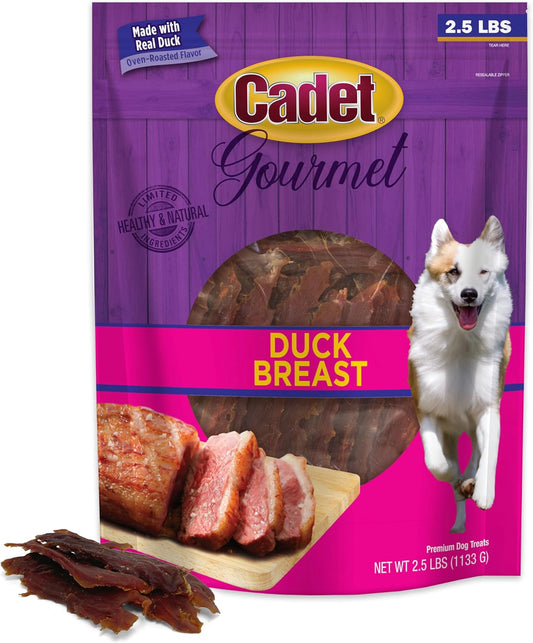 Gourmet Duck Jerky Dog Treats for Training - Healthy & Natural Dog Training Treats for Small & Large Breeds - Inspected & Tested in USA (40 Oz.)