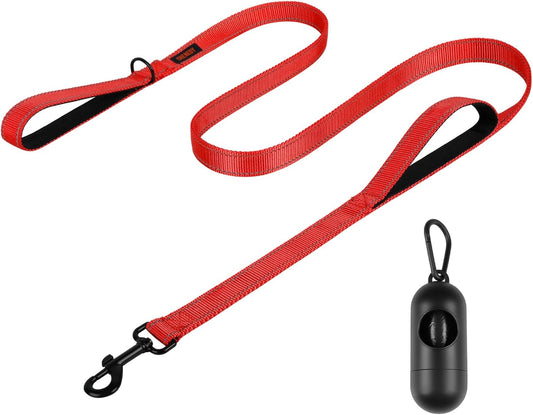 Dog Leash, Heavy Duty Dog Leash, Leashes for Large Breed Dogs .5FT.6FT, Double Handle Dog Leash, Reflective Training Lead, Perfect for Medium to Large Dogs(5Ft, Red)