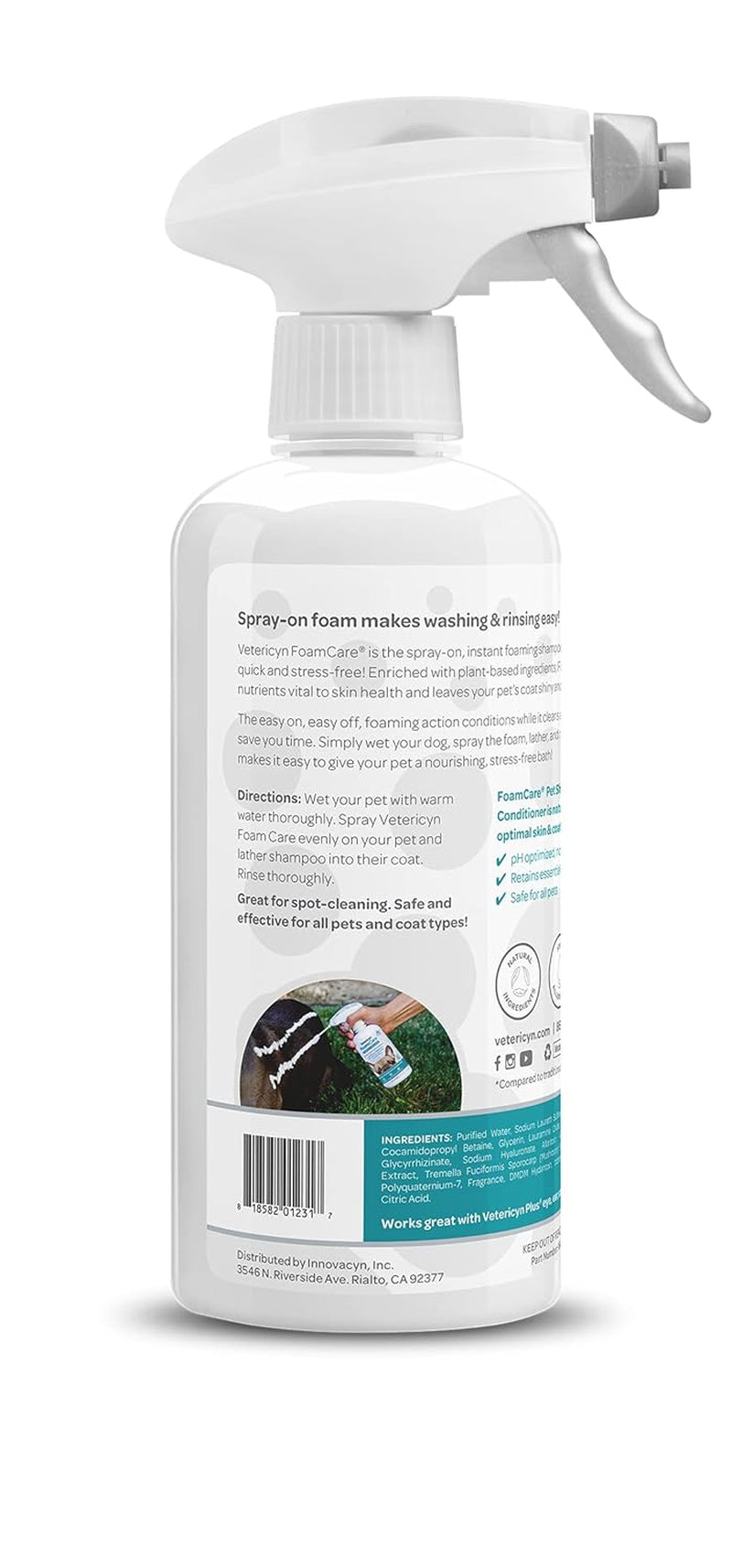 Foamcare Dog Shampoo and Conditioner - Instant Foaming, Spray-On Hypoallergenic Shampoo, Plant-Based Formula for Dogs and Cats. 16 Ounce