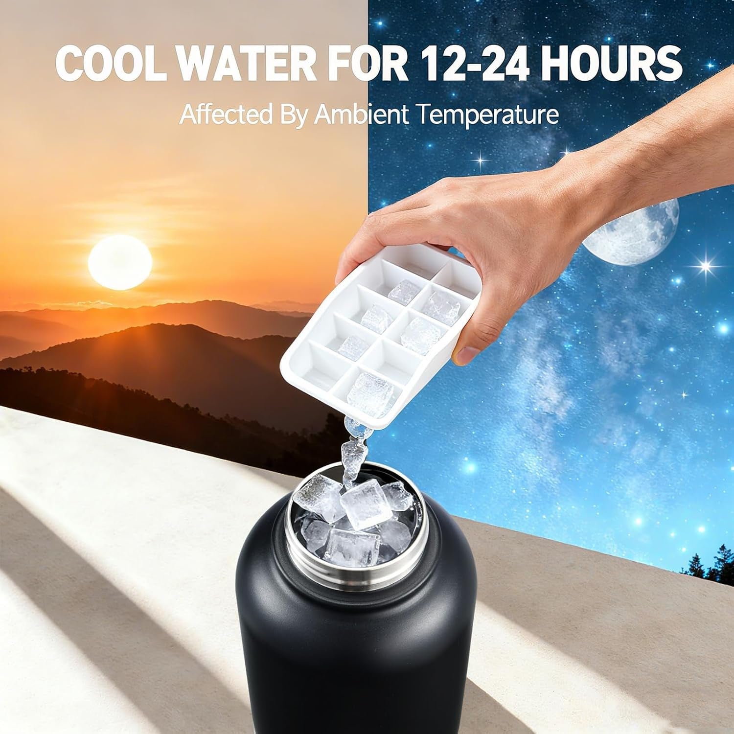 Insulated Dog Water Bottle with 2 Bowls, 32Oz Travel Stainless Steel Double Wall Thermos, Portable Pet Dispenser, Gifts for Puppy Small Medium Dogs Walking Hiking and Camping