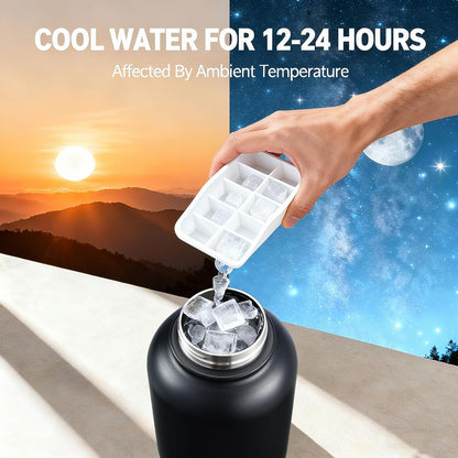 Insulated Dog Water Bottle with 2 Bowls, 32Oz Travel Stainless Steel Double Wall Thermos, Portable Pet Dispenser, Gifts for Puppy Small Medium Dogs Walking Hiking and Camping