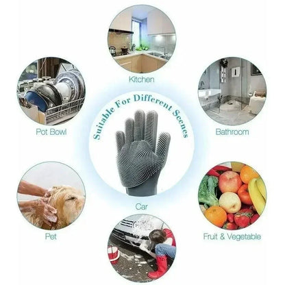 Magic Silicone Rubber Dishwashing Cleaning Gloves Household Scrubber Efficient Kitchen Cleaning Tools for Easy Cleaning