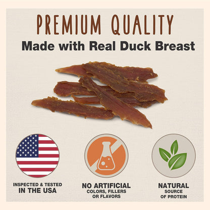 Gourmet Duck Jerky Dog Treats for Training - Healthy & Natural Dog Training Treats for Small & Large Breeds - Inspected & Tested in USA (40 Oz.)