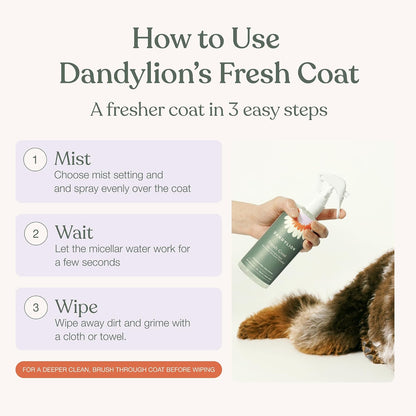 Waterless Dog Shampoo, Fresh Coat, Dog Dry Shampoo, Dry Shampoo for Dogs, No Rinse Fragrance Free Cleansing Spray, Waterless Shampoo for Dogs, Dry Shampoo Alternative, 8.4 Fl Oz