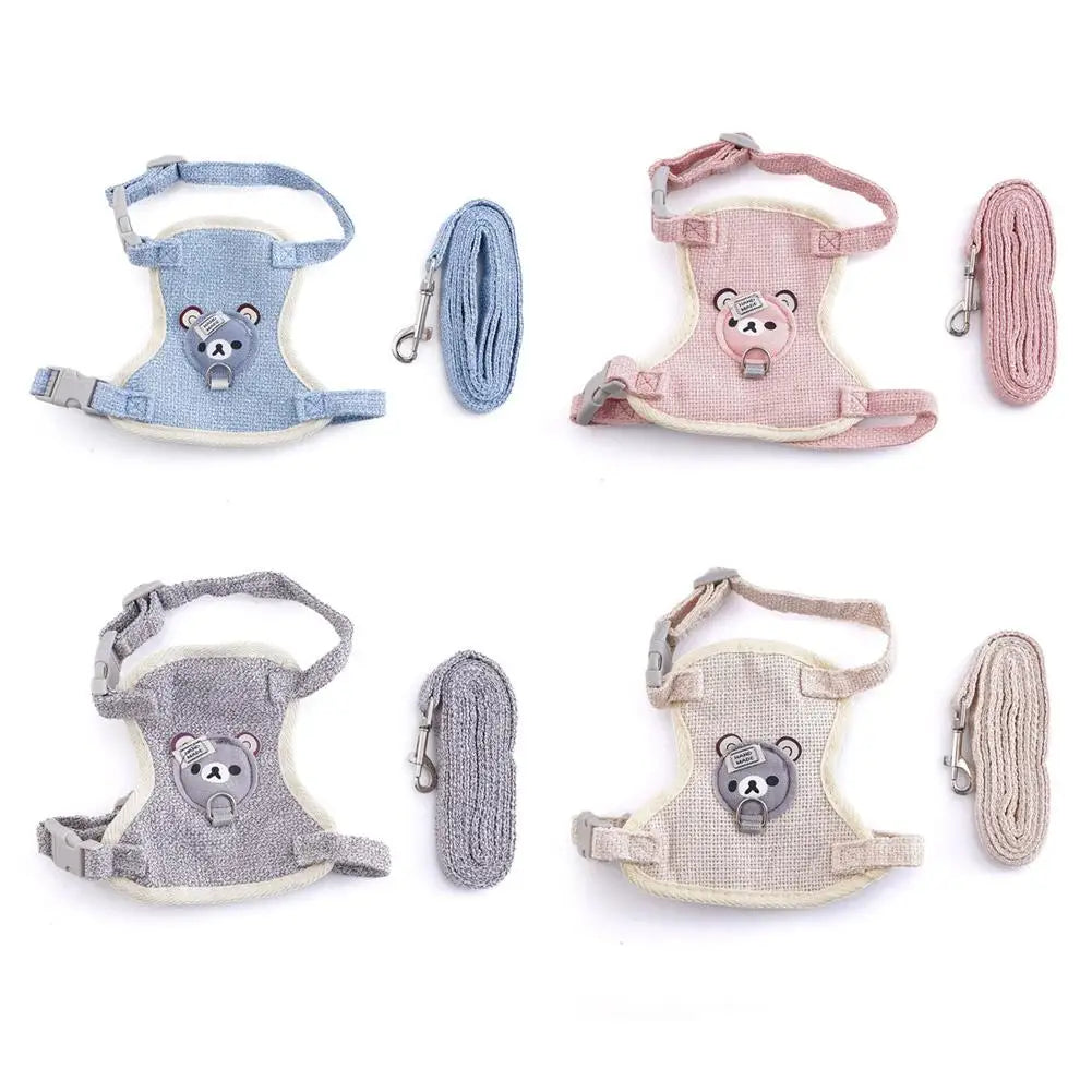 Lovely Small Pet Vest Chest Strap Dog Leash Traction Rope Walking Dog Cat Bunny Vest Harness Poodle Collar Leash Dog Accessory
