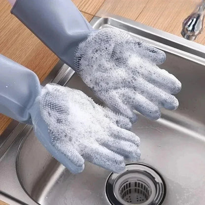 Magic Silicone Rubber Dishwashing Cleaning Gloves Household Scrubber Efficient Kitchen Cleaning Tools for Easy Cleaning