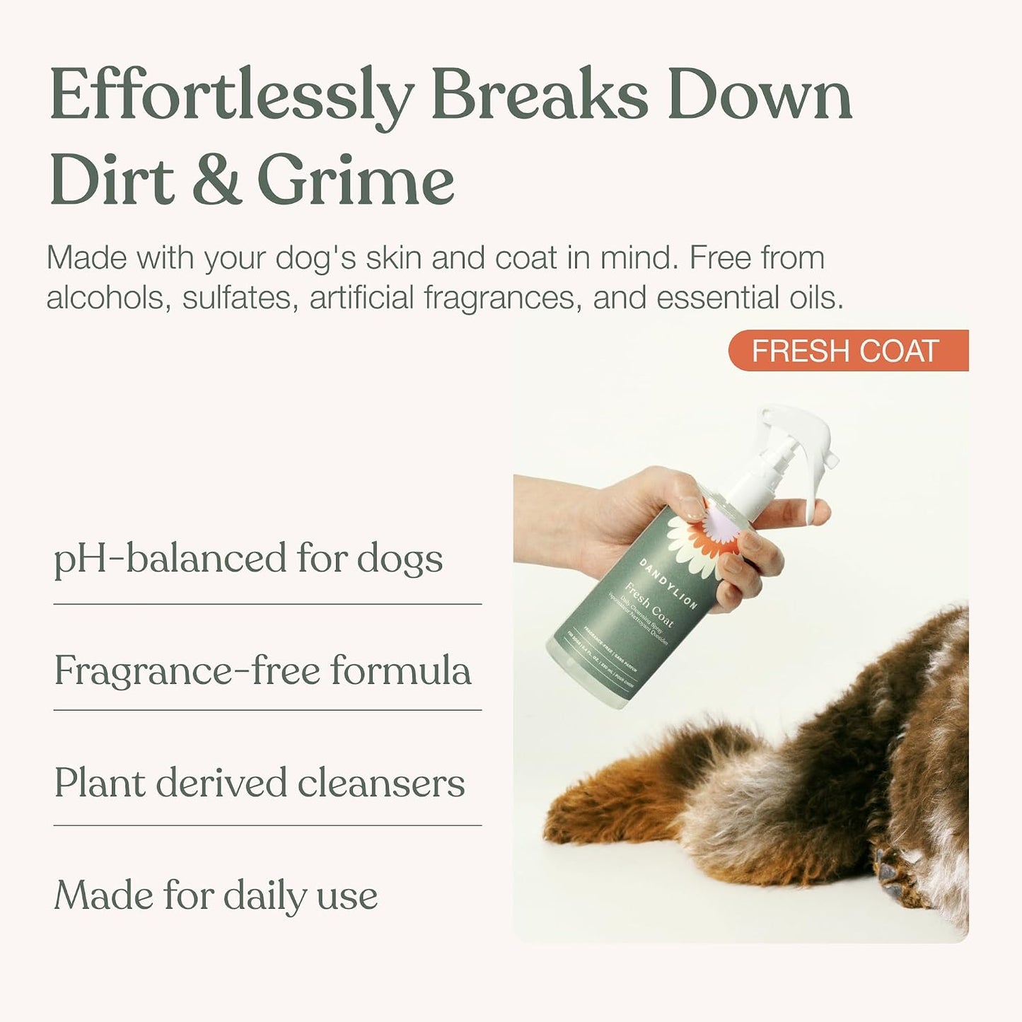Waterless Dog Shampoo, Fresh Coat, Dog Dry Shampoo, Dry Shampoo for Dogs, No Rinse Fragrance Free Cleansing Spray, Waterless Shampoo for Dogs, Dry Shampoo Alternative, 8.4 Fl Oz