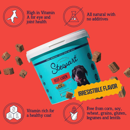 100% Beef Liver Dog Treats, 14 Oz Tub, ~315 Pieces, Freeze Dried Raw, Single Ingredient, 50% Protein Training Treats or Meal Topper, Grain Free, Gluten Free