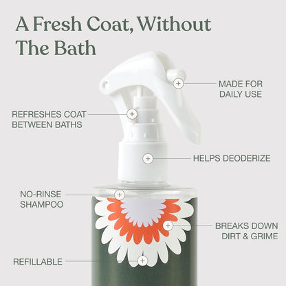 Waterless Dog Shampoo, Fresh Coat, Dog Dry Shampoo, Dry Shampoo for Dogs, No Rinse Fragrance Free Cleansing Spray, Waterless Shampoo for Dogs, Dry Shampoo Alternative, 8.4 Fl Oz