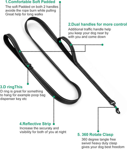 Dog Leash, Heavy Duty Dog Leash, Leashes for Large Breed Dogs .5FT.6FT, Double Handle Dog Leash, Reflective Training Lead, Perfect for Medium to Large Dogs(5Ft, Red)